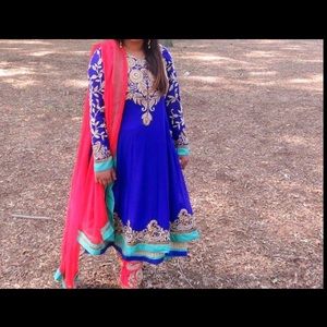 Royal blue indian anarkali dress